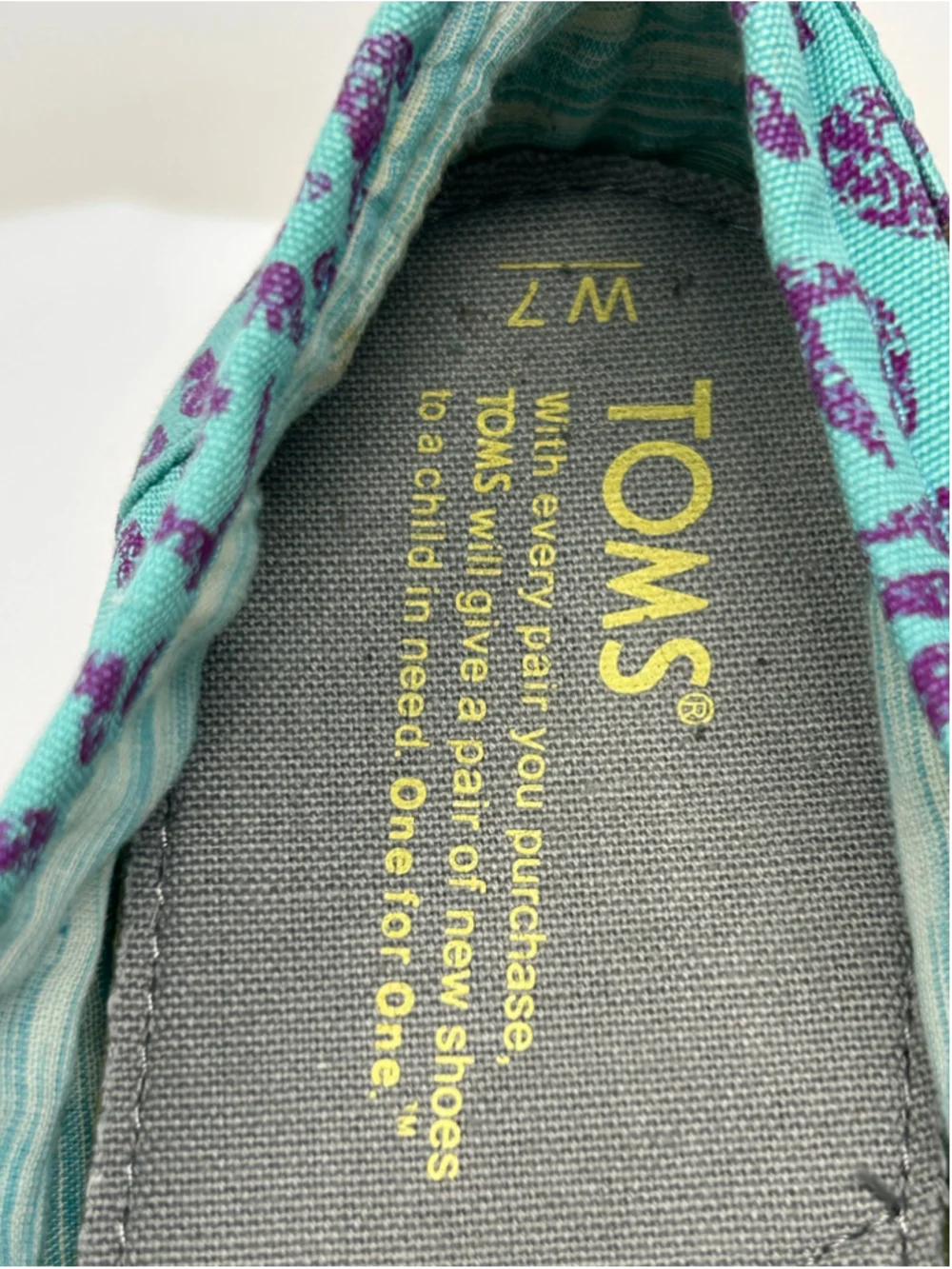 TOMS Teal Purple Leopard Print Alpargata Slip-On Flats Size 7